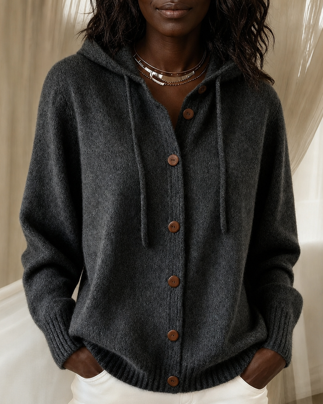 Brenda | Cozy Button Cardigan Hoodie
