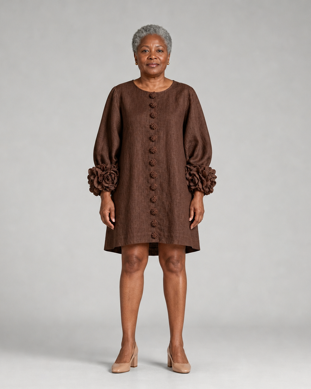 Adenike | Floral Button-down Mini Dress With Striking Floral Cuffs