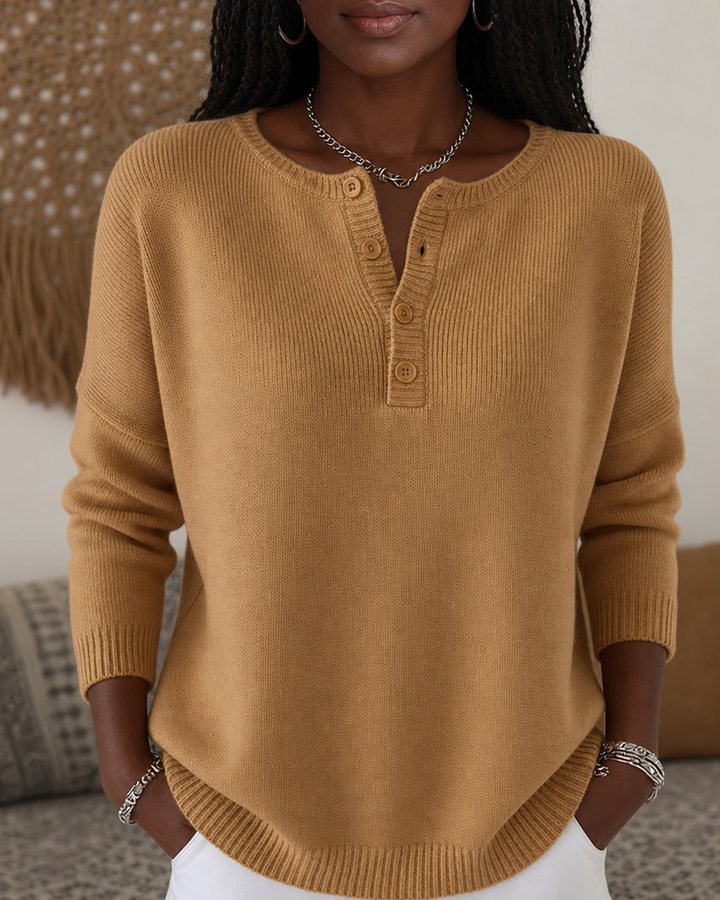 Helena | Henley Button-up Knit Sweater