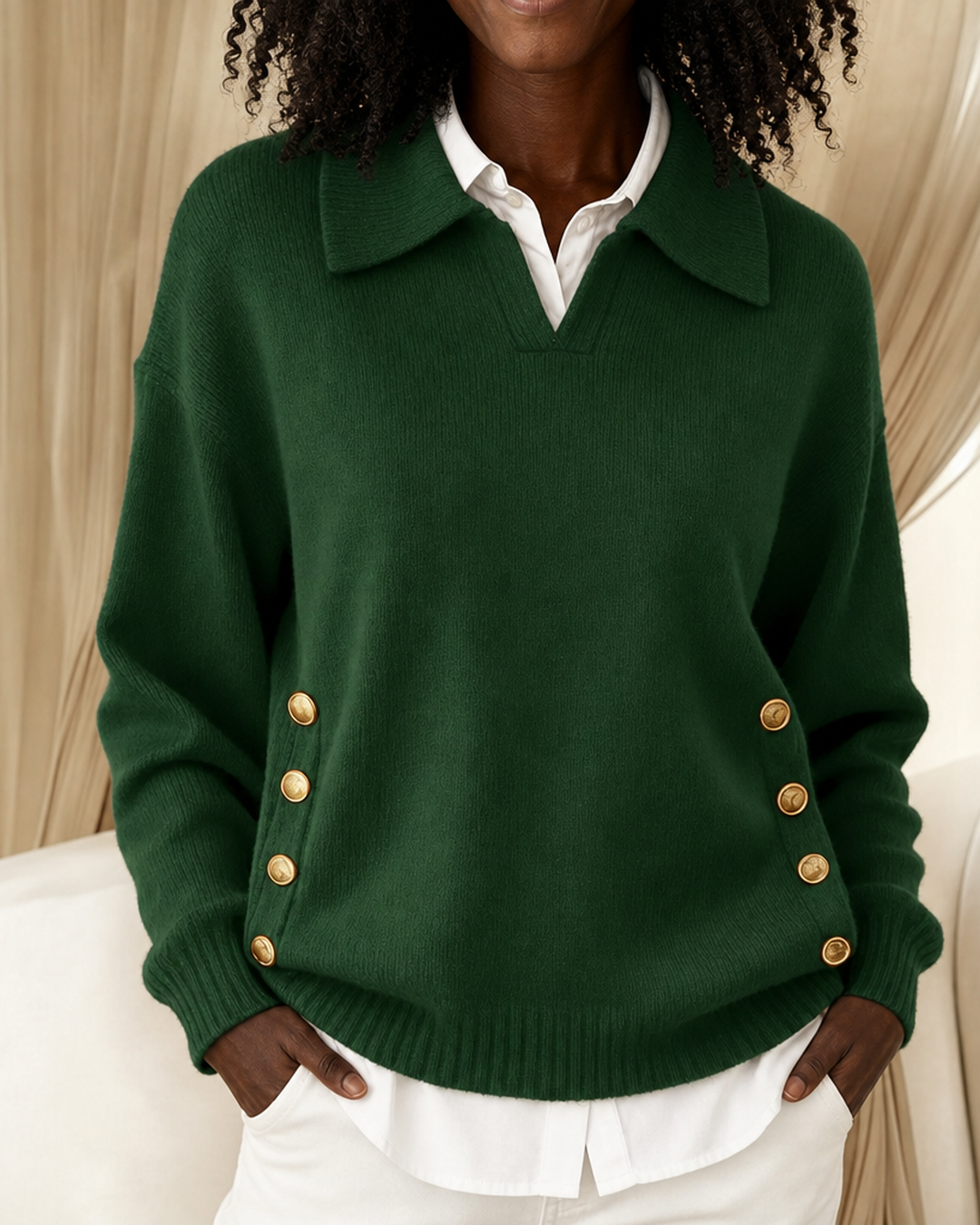 Vynette | V-neck Sweater With Collar