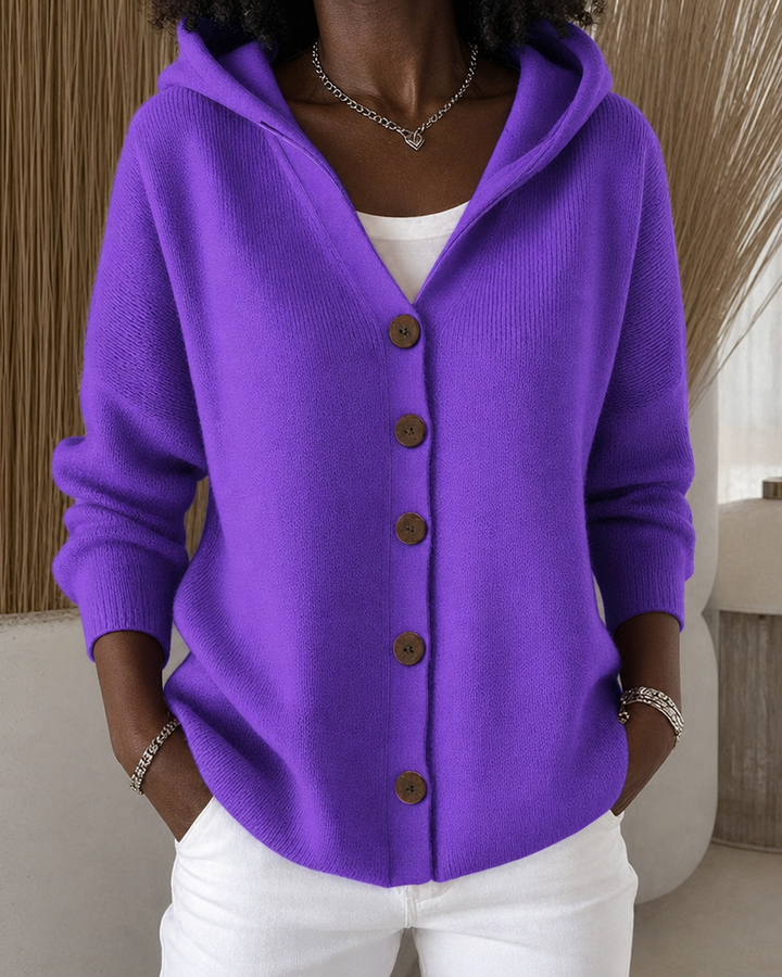 Darienne | Hooded Button-up Knit Cardigan