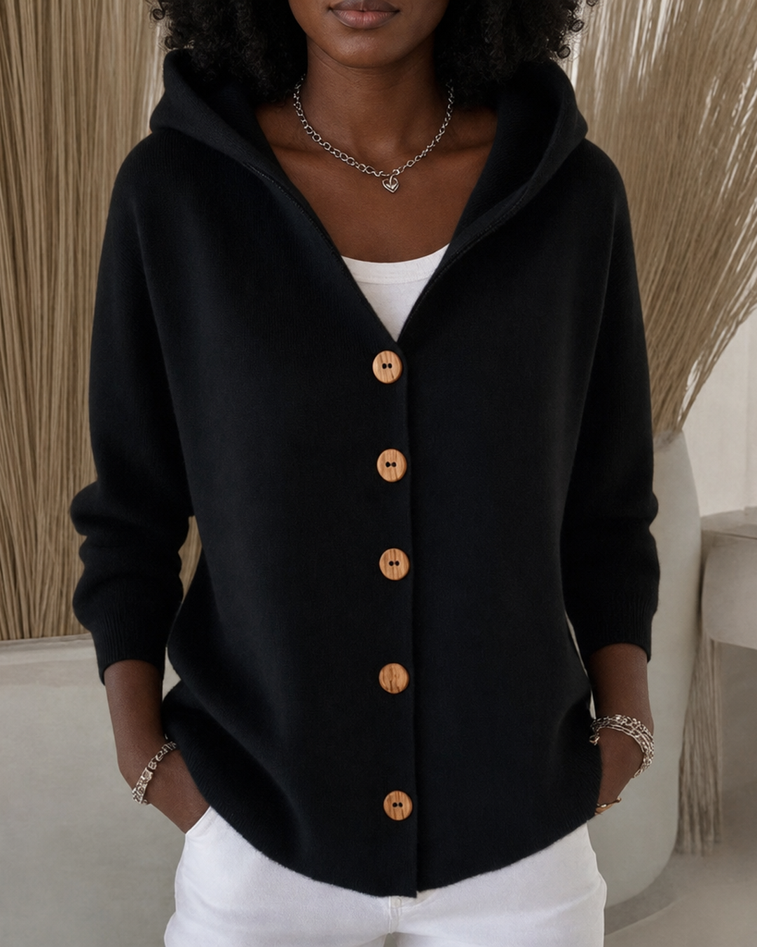 Darienne | Hooded Button-up Knit Cardigan