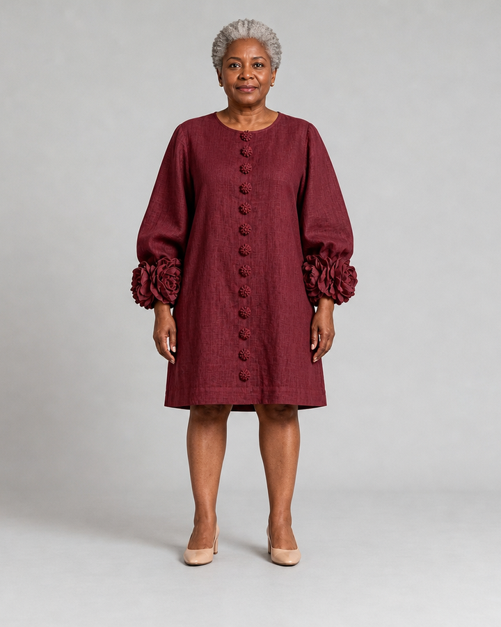 Adenike | Floral Button-down Mini Dress With Striking Floral Cuffs