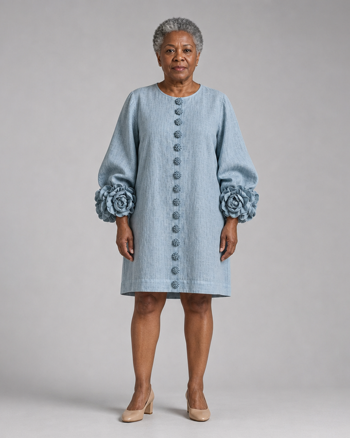 Adenike | Floral Button-down Mini Dress With Striking Floral Cuffs