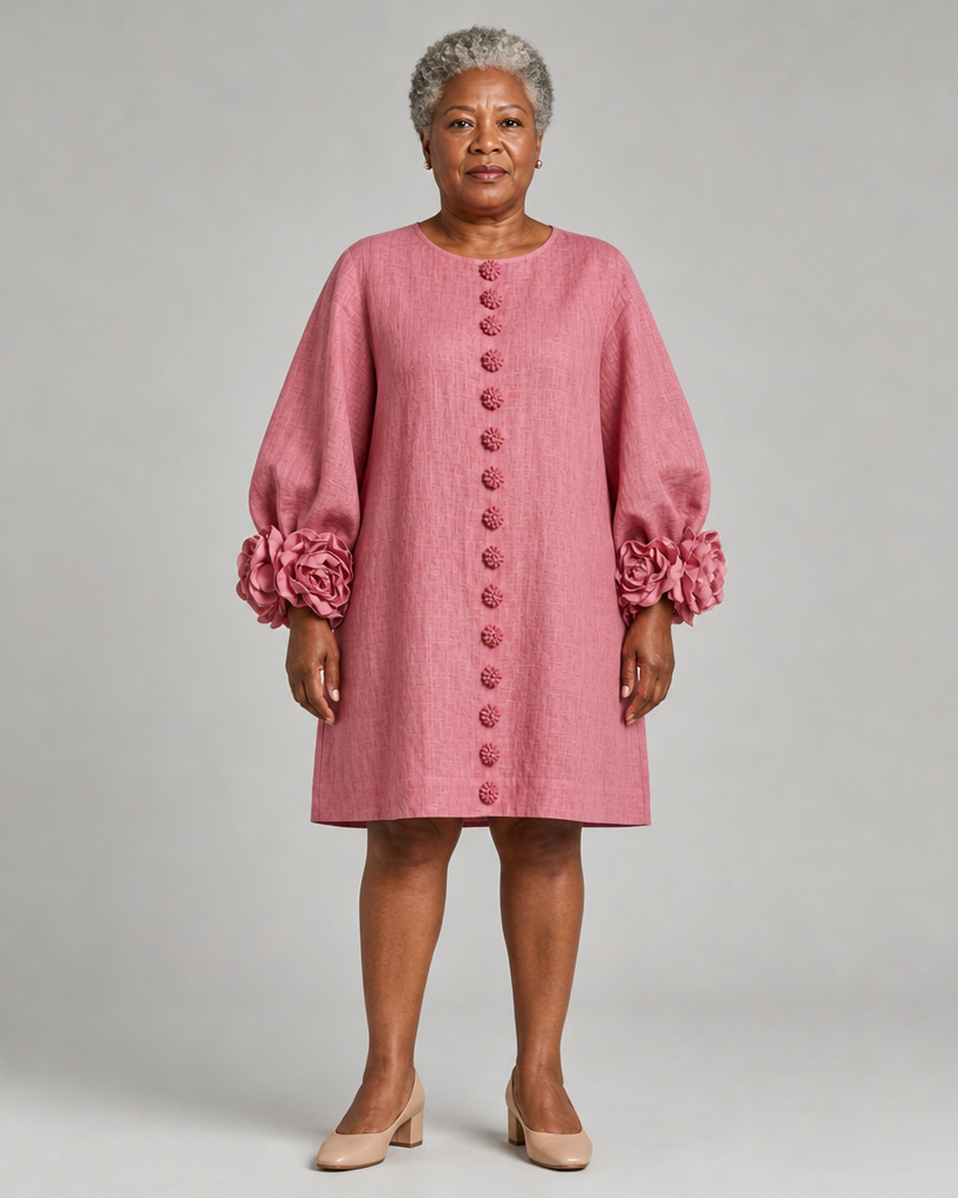 Adenike | Floral Button-down Mini Dress With Striking Floral Cuffs