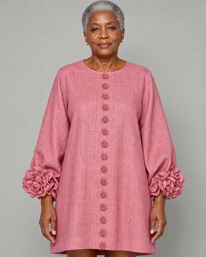 Adenike | Floral Button-down Mini Dress With Striking Floral Cuffs