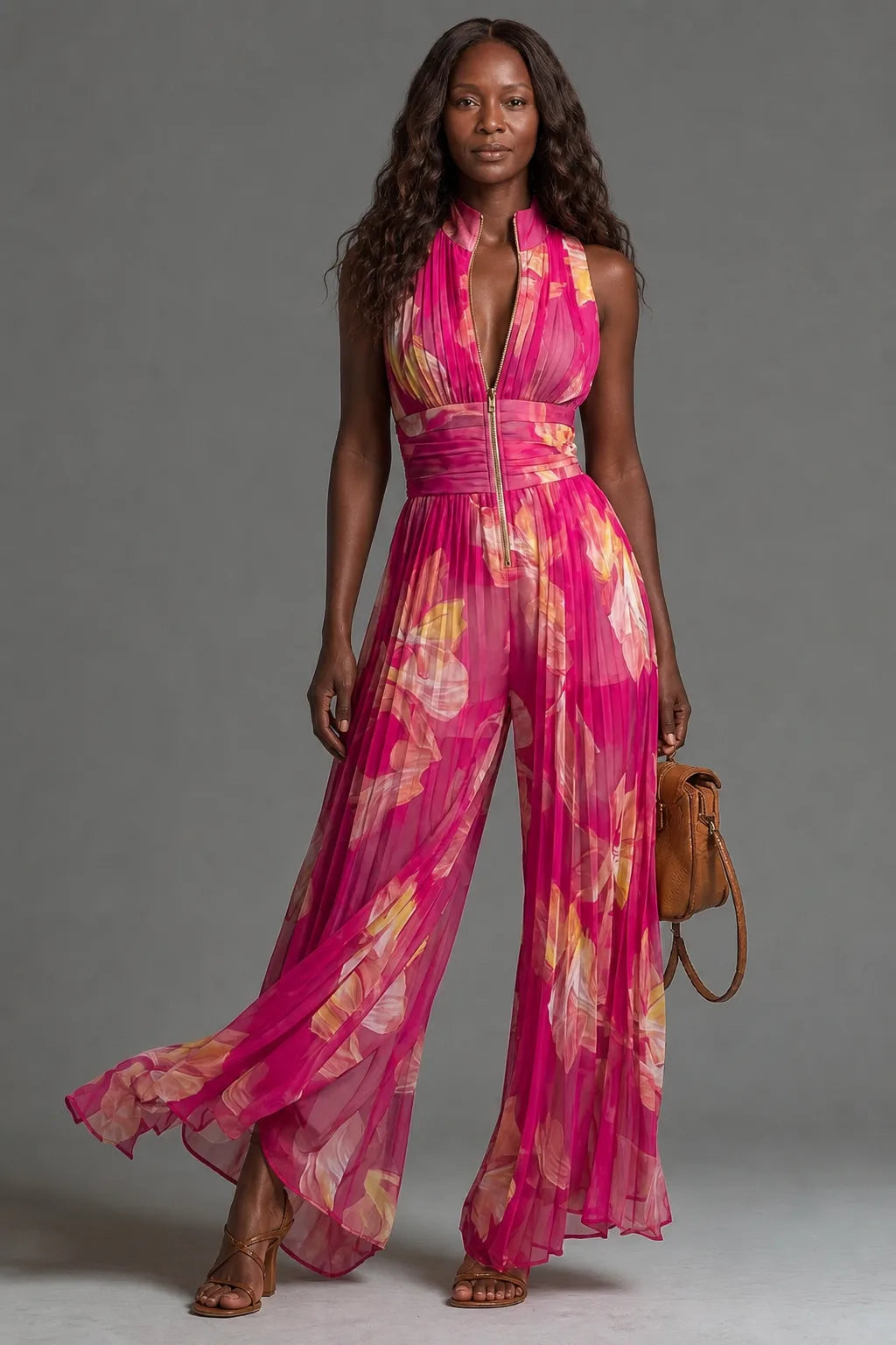 Fleur | Floral Pleated Jumpsuit