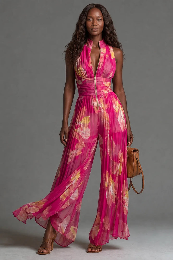 Fleur | Floral Pleated Jumpsuit