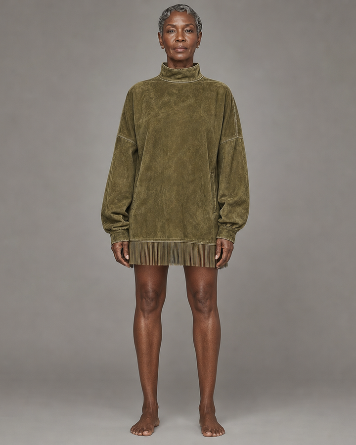 Dessie | Suede Dress With Fringe