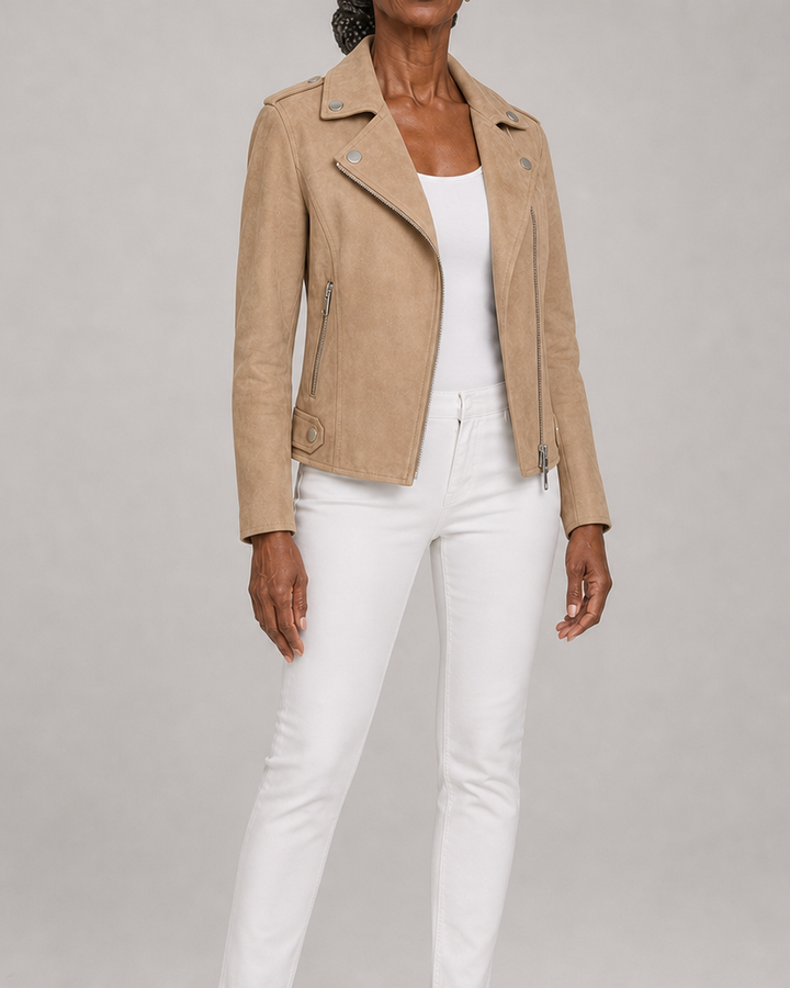 Gabrielle | Cropped Moto Zip-Up Jacket