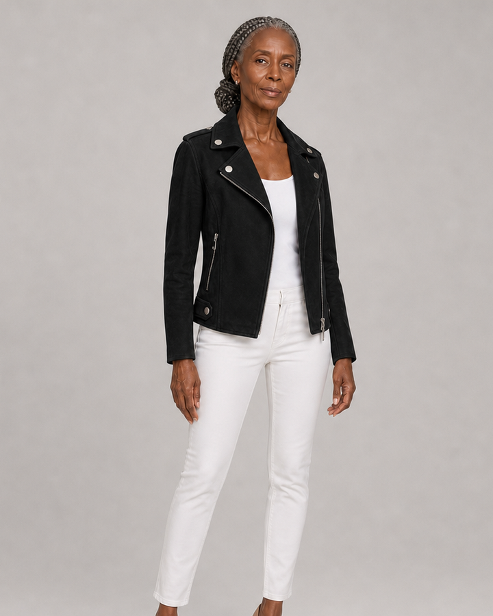 Gabrielle | Cropped Moto Zip-Up Jacket