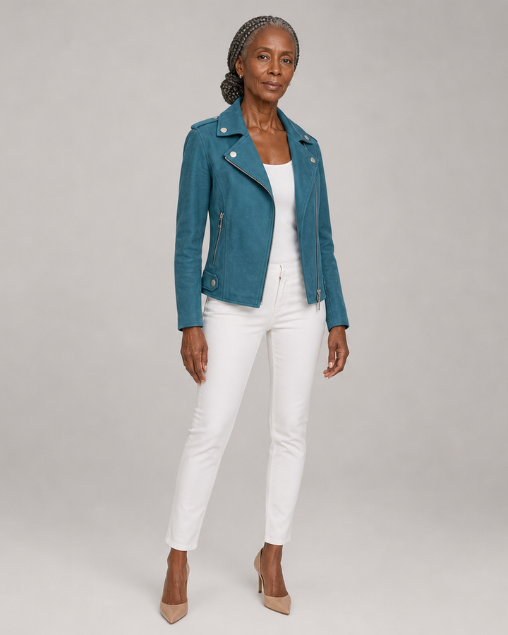 Bessie | Cropped Moto Zip-Up Jacket