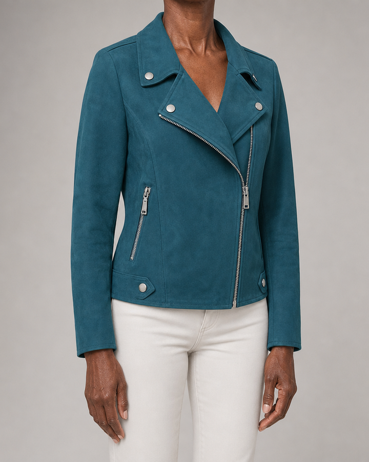 Gabrielle | Cropped Moto Zip-Up Jacket