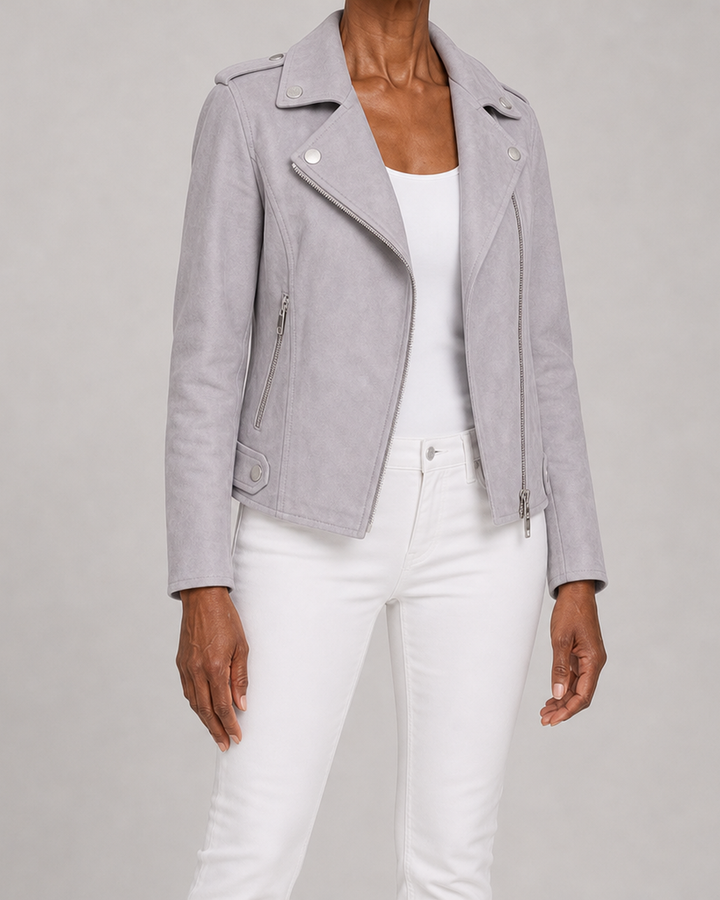 Gabrielle | Cropped Moto Zip-Up Jacket