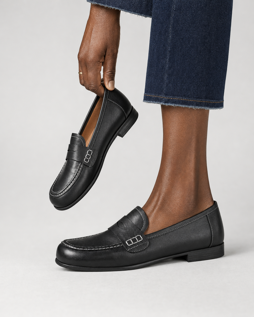Iola | Genuine Leather Loafers - Black