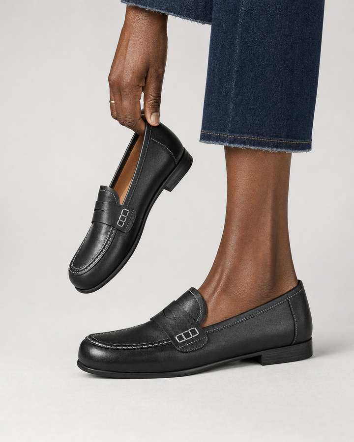 Iola | Genuine Leather Loafers - Black