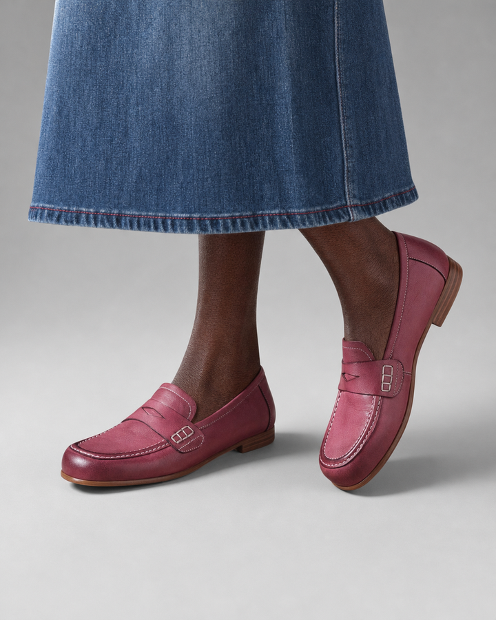 Iola | Genuine Leather Loafers - Pink