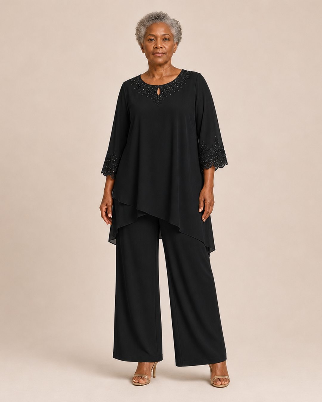 Graceful Embroidered Two Piece Formal Pant Set