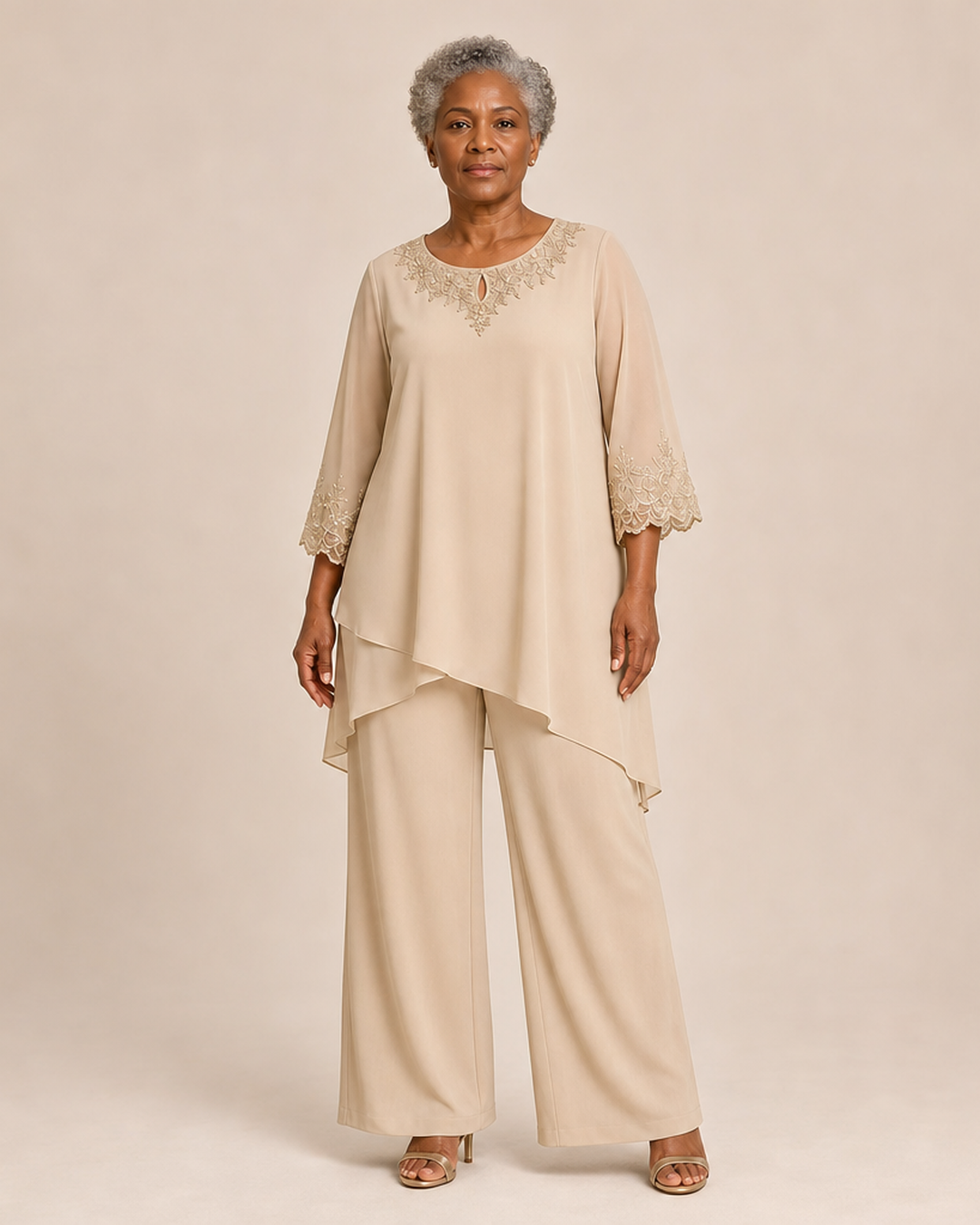 Graceful | Embroidered Two Piece Formal Pant Set