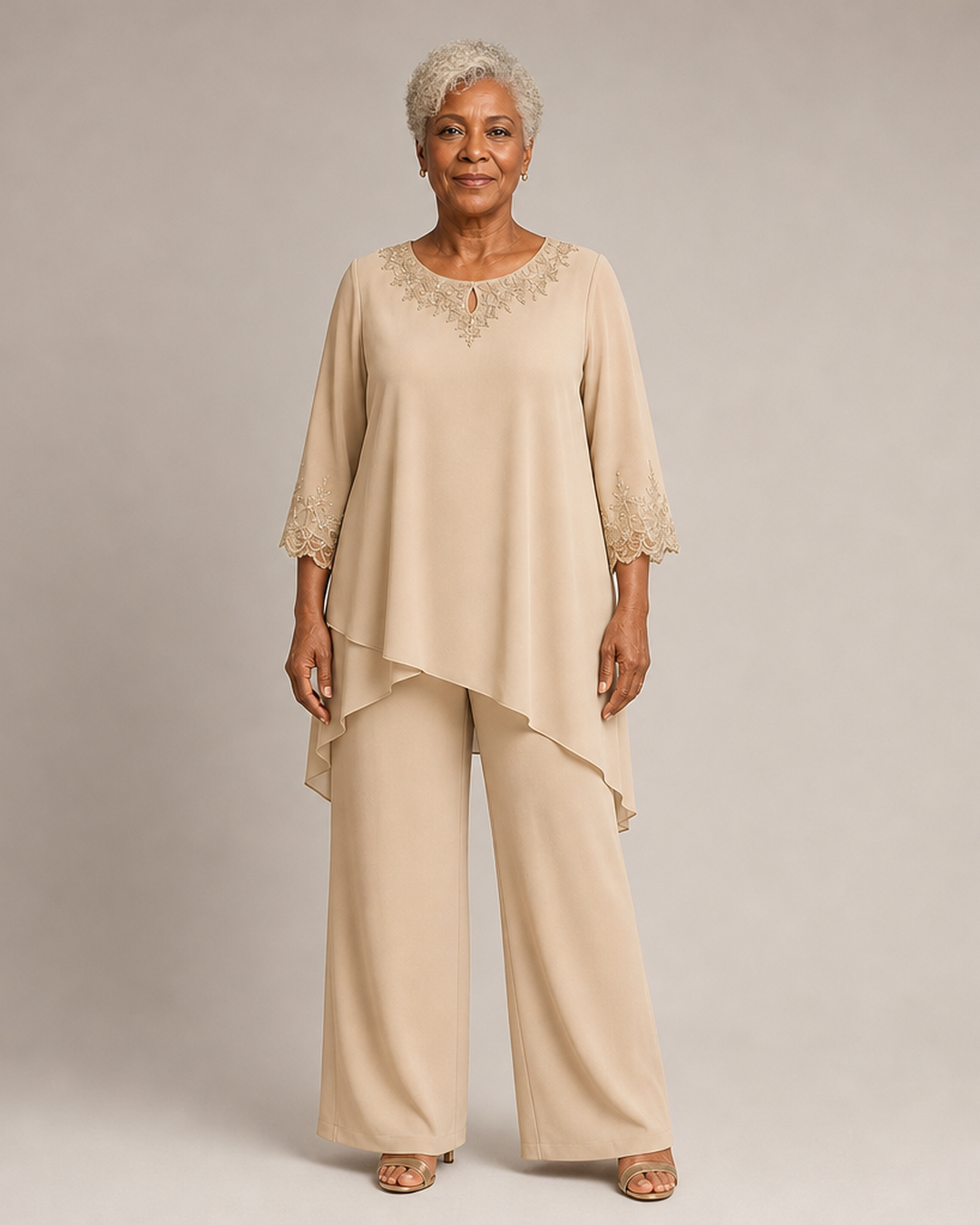 Graceful Embroidered Two Piece Formal Pant Set