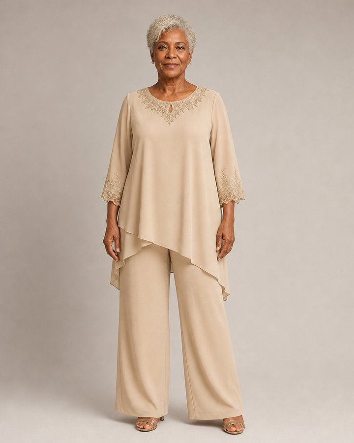 Graceful Embroidered Two Piece Formal Pant Set