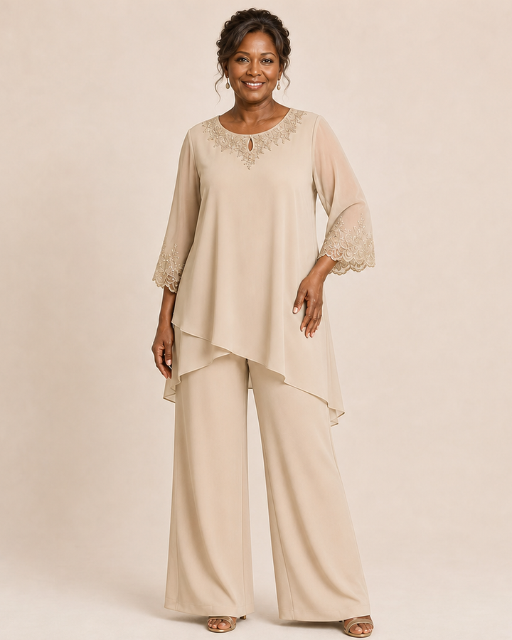 Graceful Embroidered Two Piece Formal Pant Set