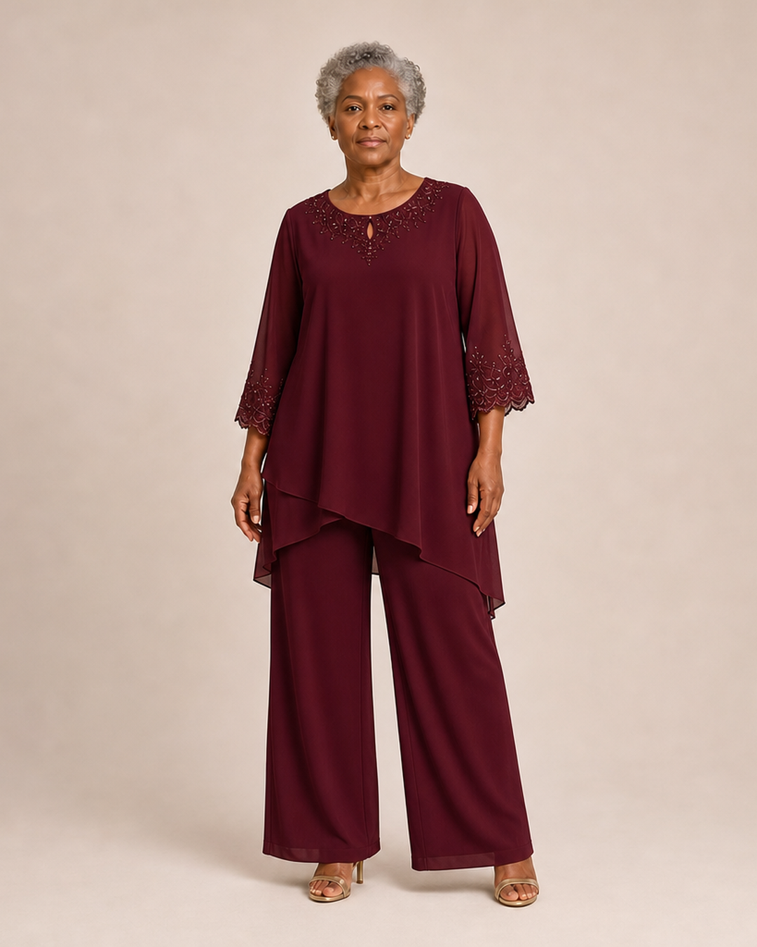 Graceful Embroidered Two Piece Formal Pant Set