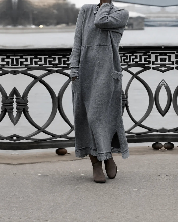 Mara Knitted Maxi Dress – Cozy Long Sleeve Oversized Winter Dress