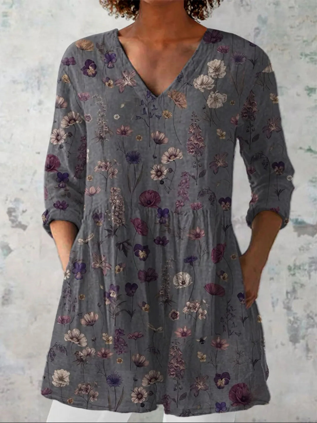 Simone | Long Sleeve Blouse with V-Neck