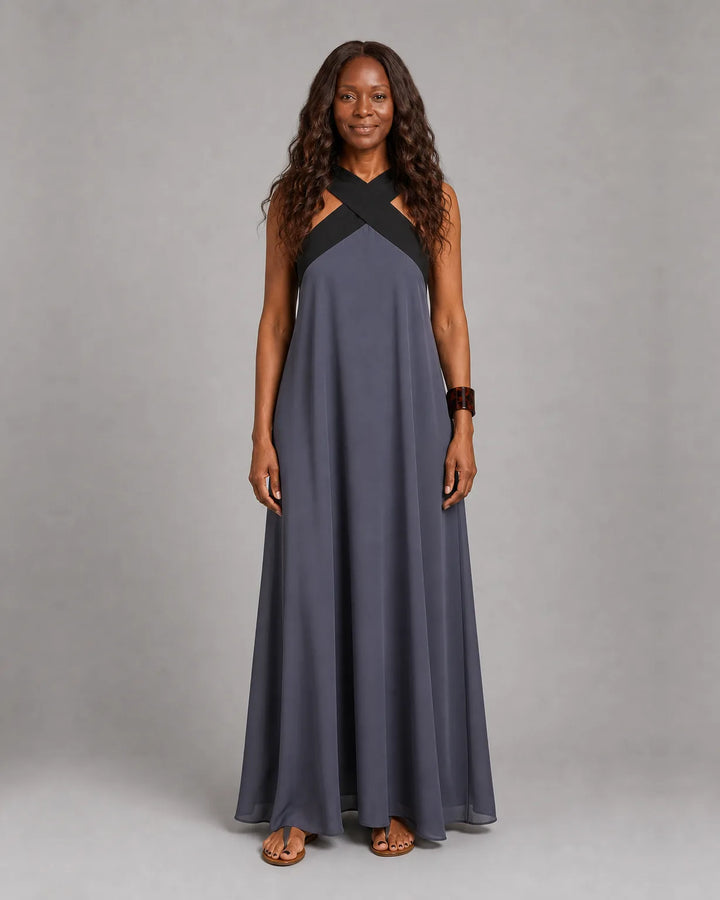 Velora™ | Cross Elegance Maxi Dress