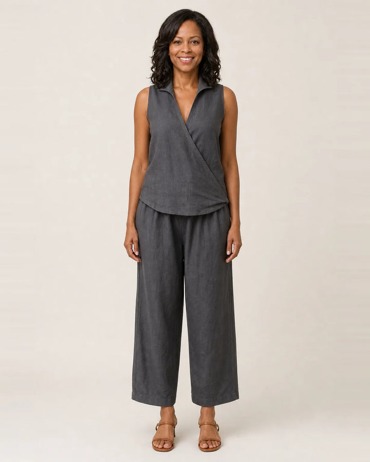 Twiila | Wrap-Top & Wide-Leg Set — Gray