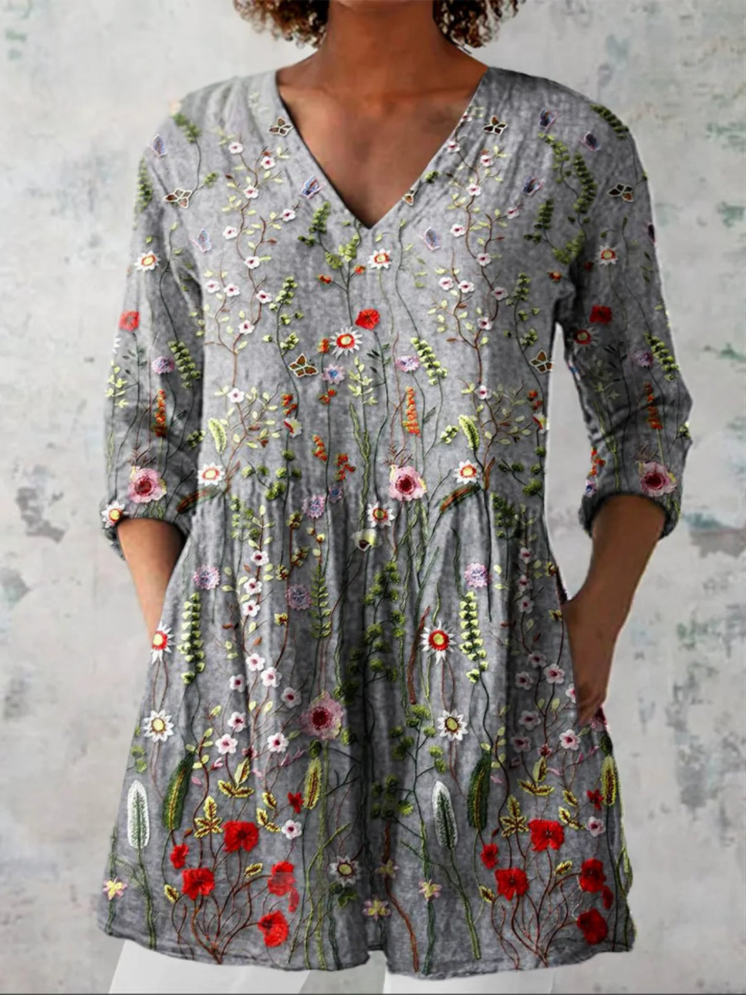 Aisha | Long Blouse with V-Neck
