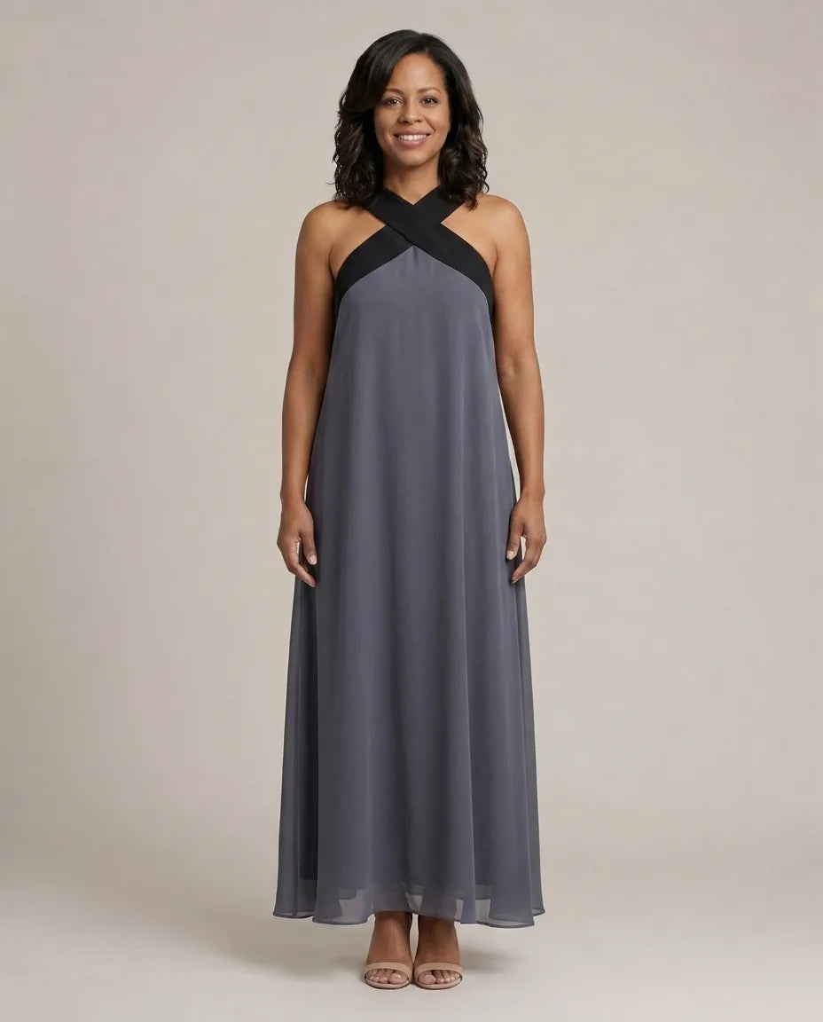 Velora | Cross Elegance Maxi Dress