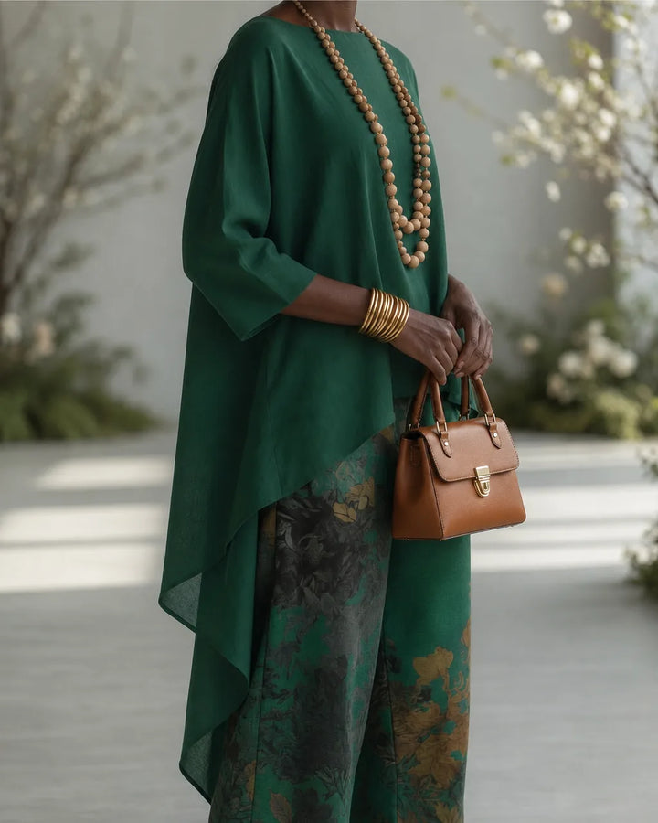 Elodine | Vintage Embroidered Linen-Look Set