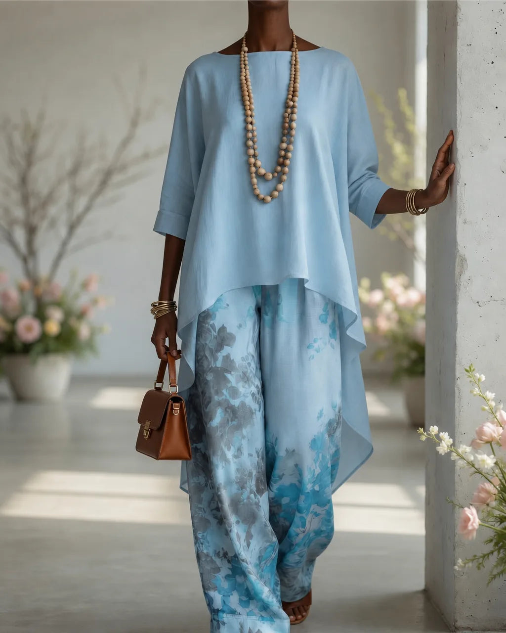 Elodine | Vintage Embroidered Linen-Look Set