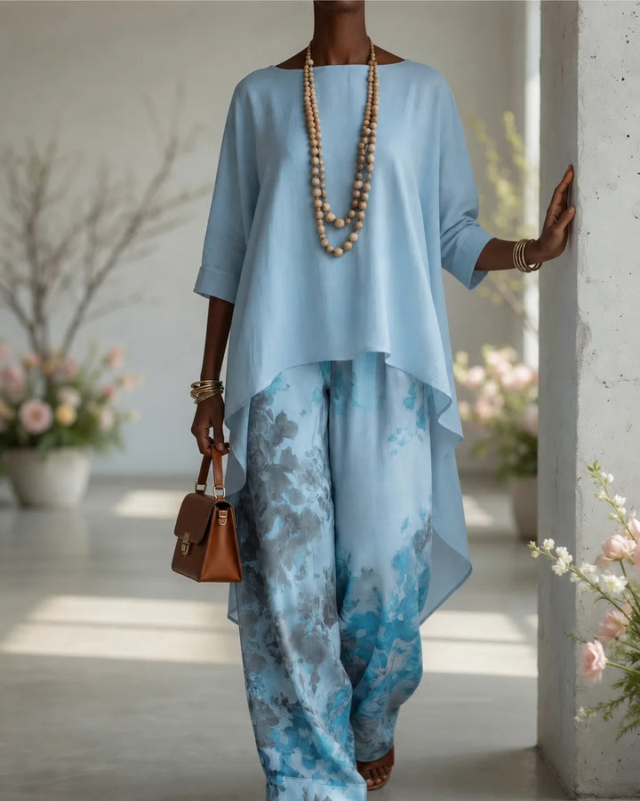 Elodine | Vintage Embroidered Linen-Look Set