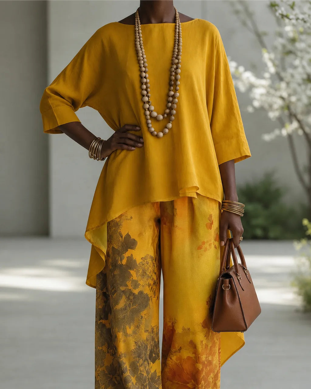 Elodine | Vintage Embroidered Linen-Look Set