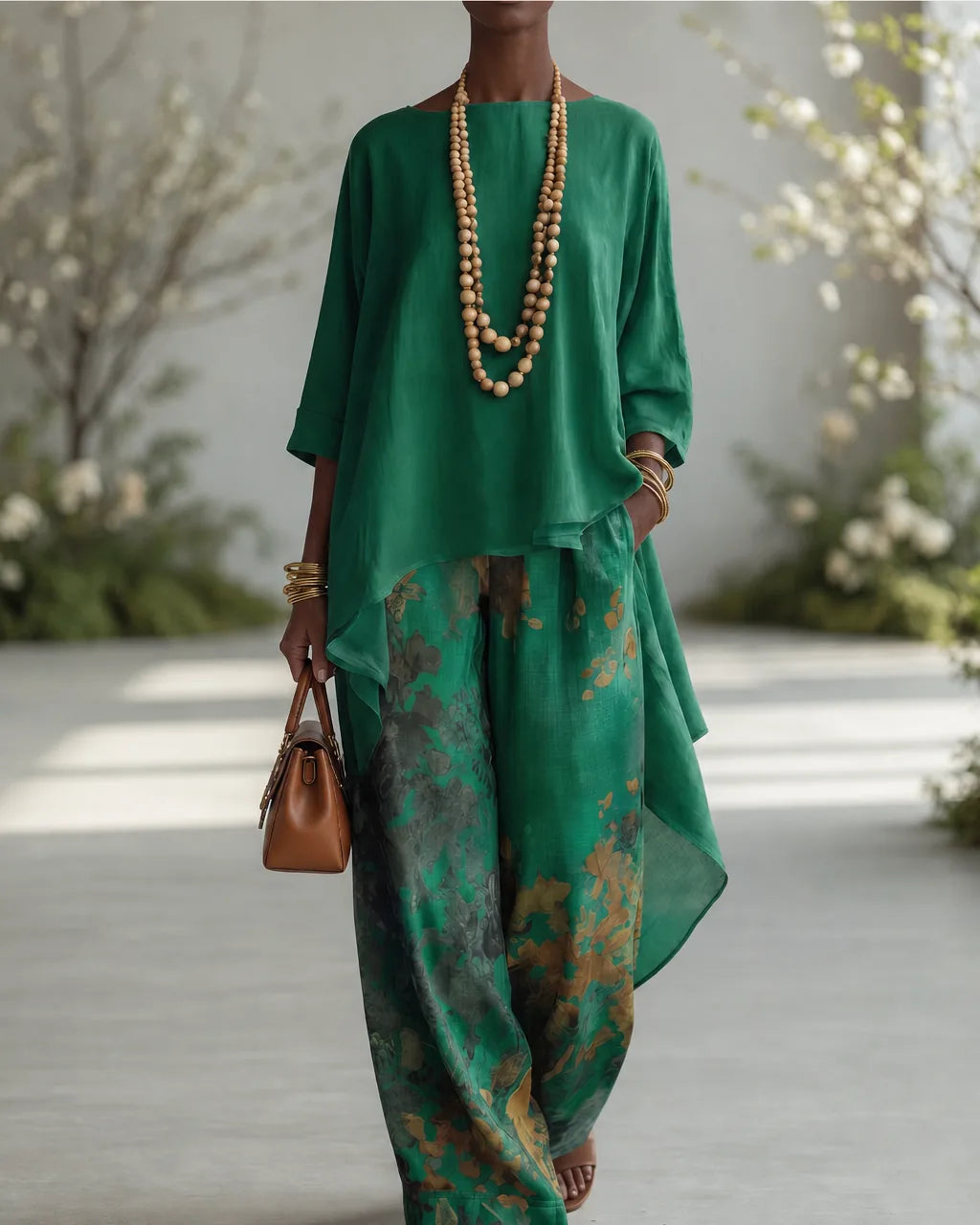 Elodine | Vintage Embroidered Linen-Look Set