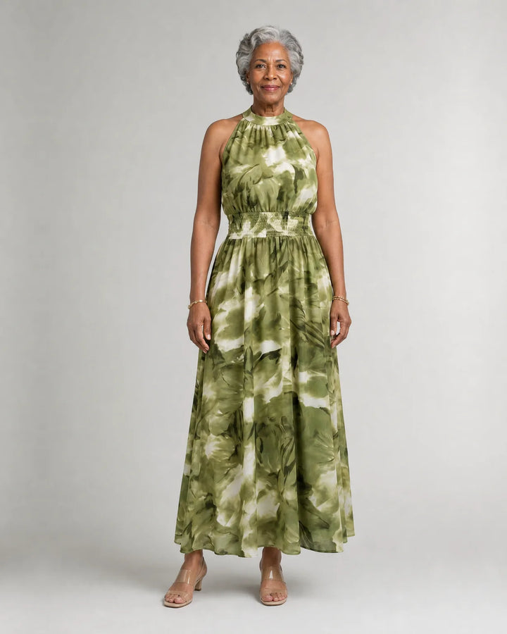 Sylin | Gathered Halter Midi Dress