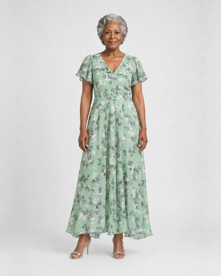 Ismeria | Floral Chiffon Maxi Dress