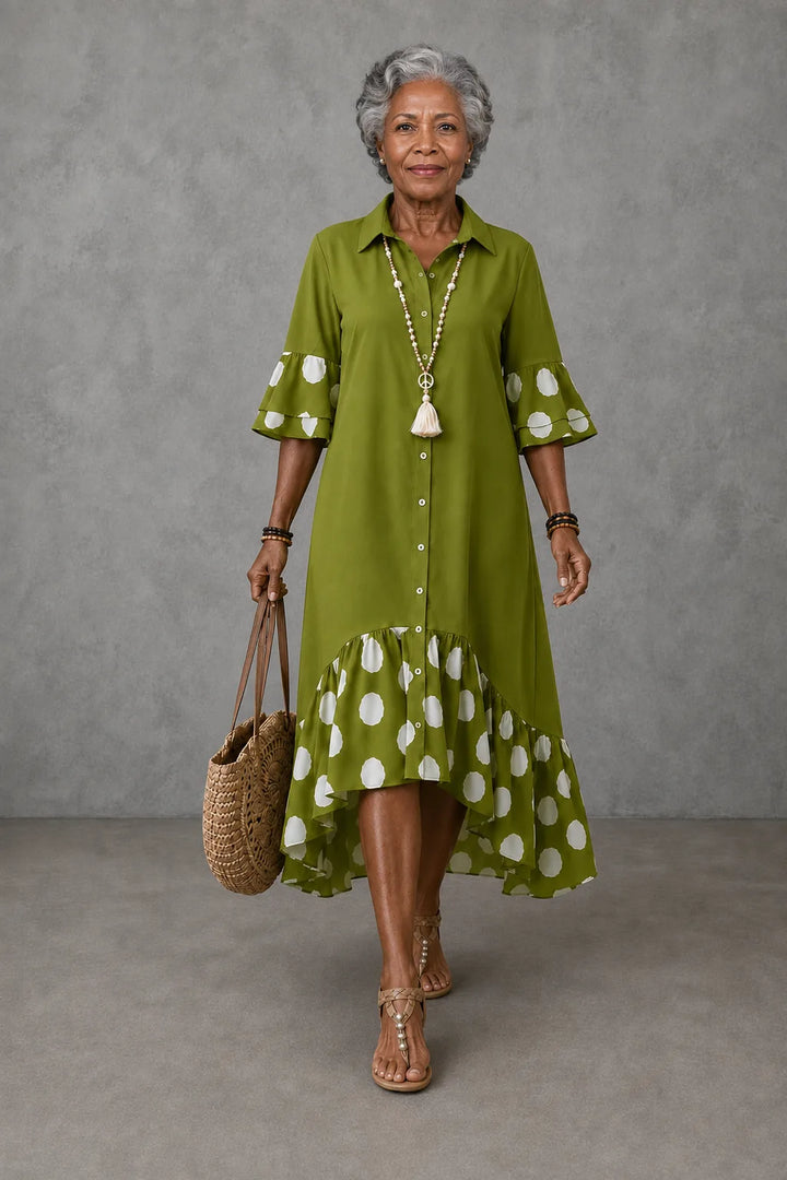 Kelechi | Polka Dot Lapel Dress