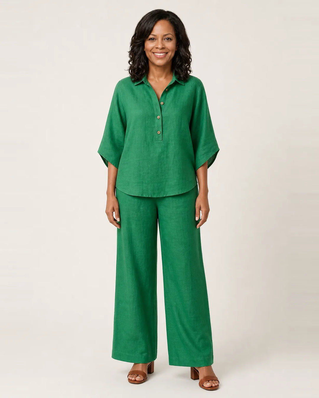 Zerah | Linen Two-Piece Set — Green