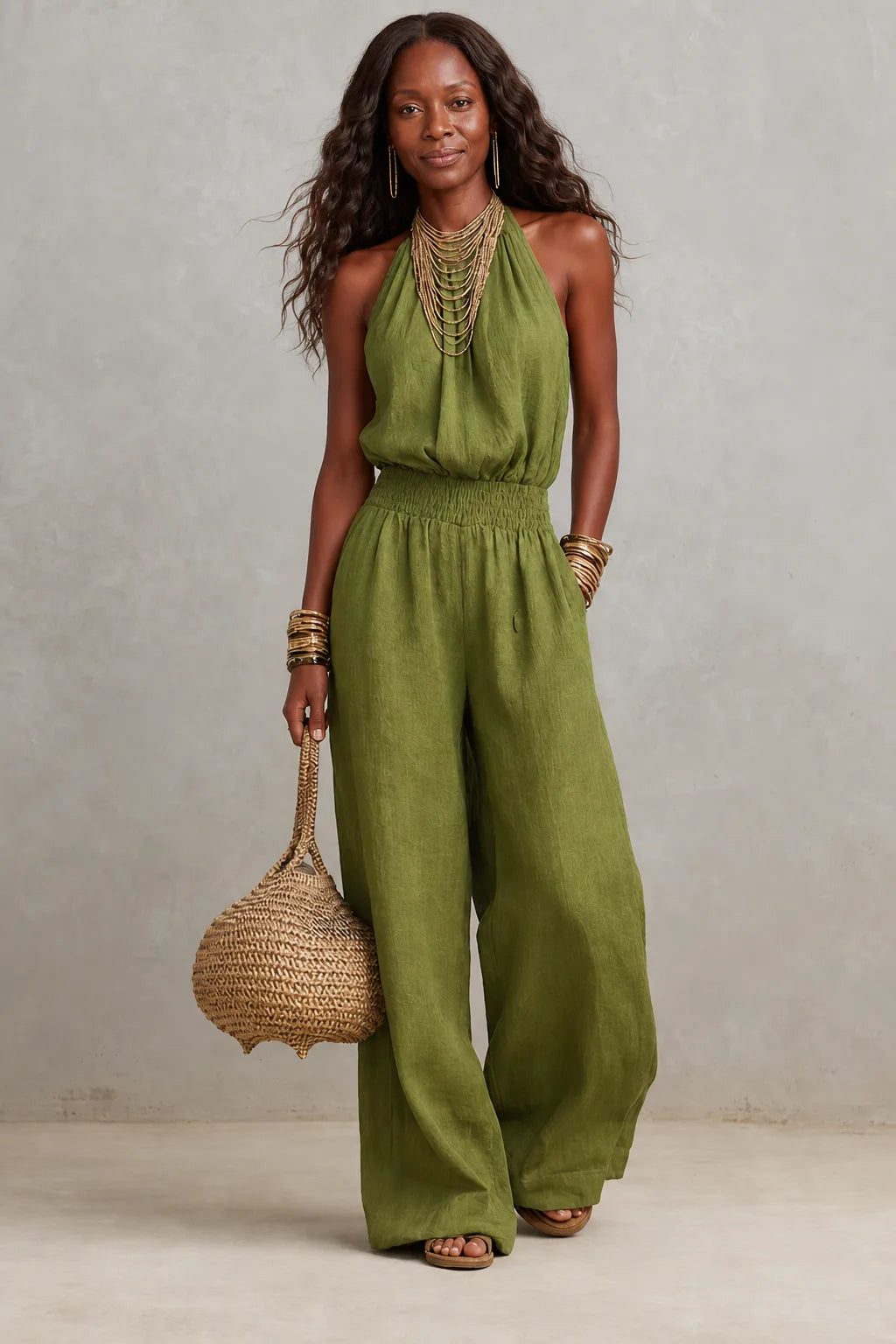 Camille | Effortless Halter Wide-Leg Jumpsuit