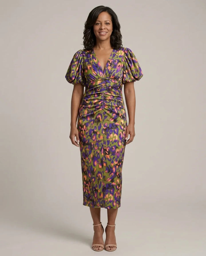 Lydia | Vivid Pleated Midi Dress
