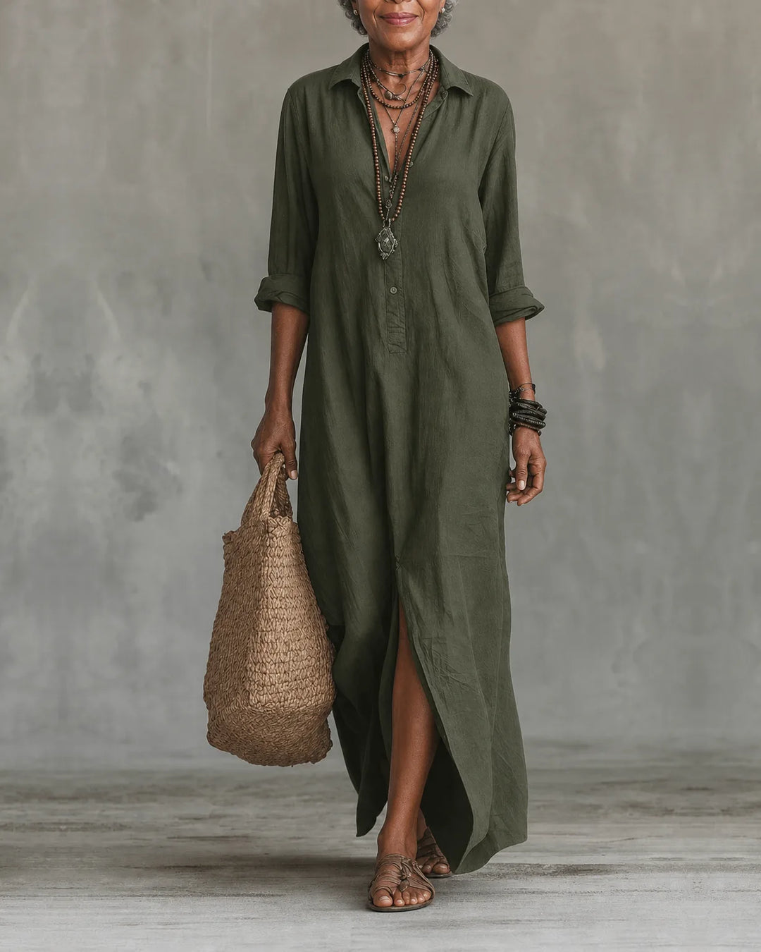 Nkechi | Loose Maxi Dress with Buttons
