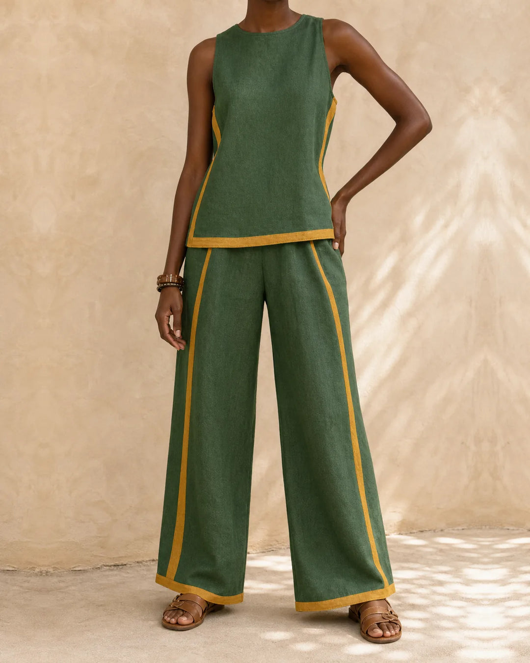 Renata | Sleeveless Side-Stripe Maxi Dress
