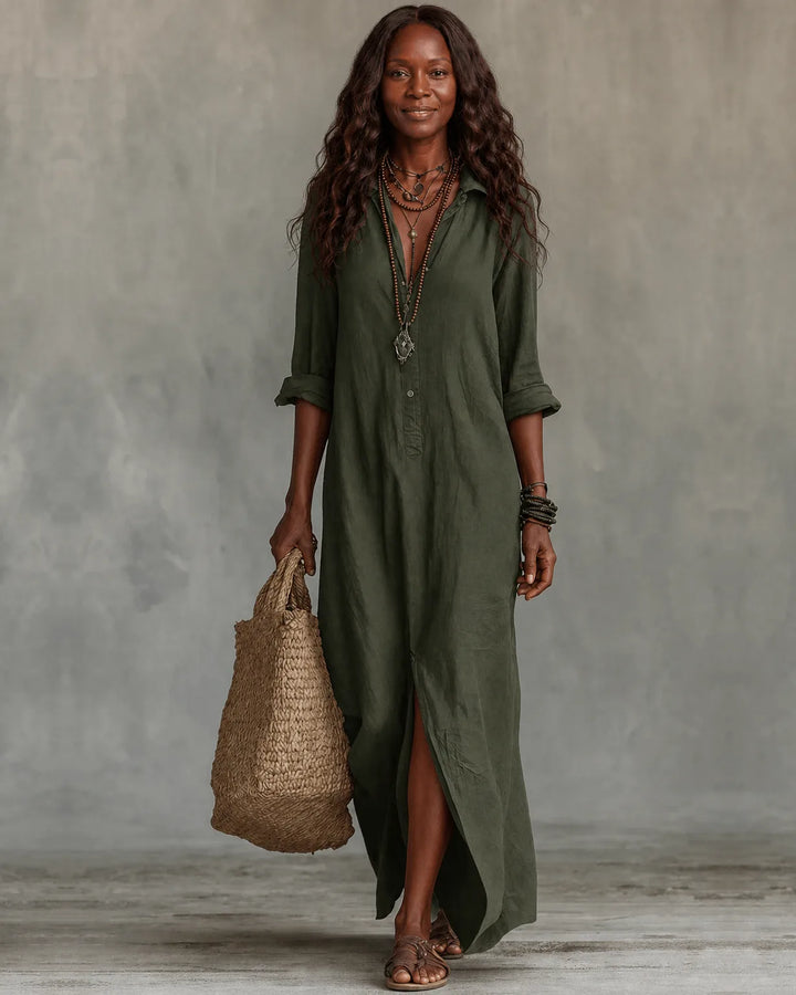 Celine | Button-Front Maxi Dress