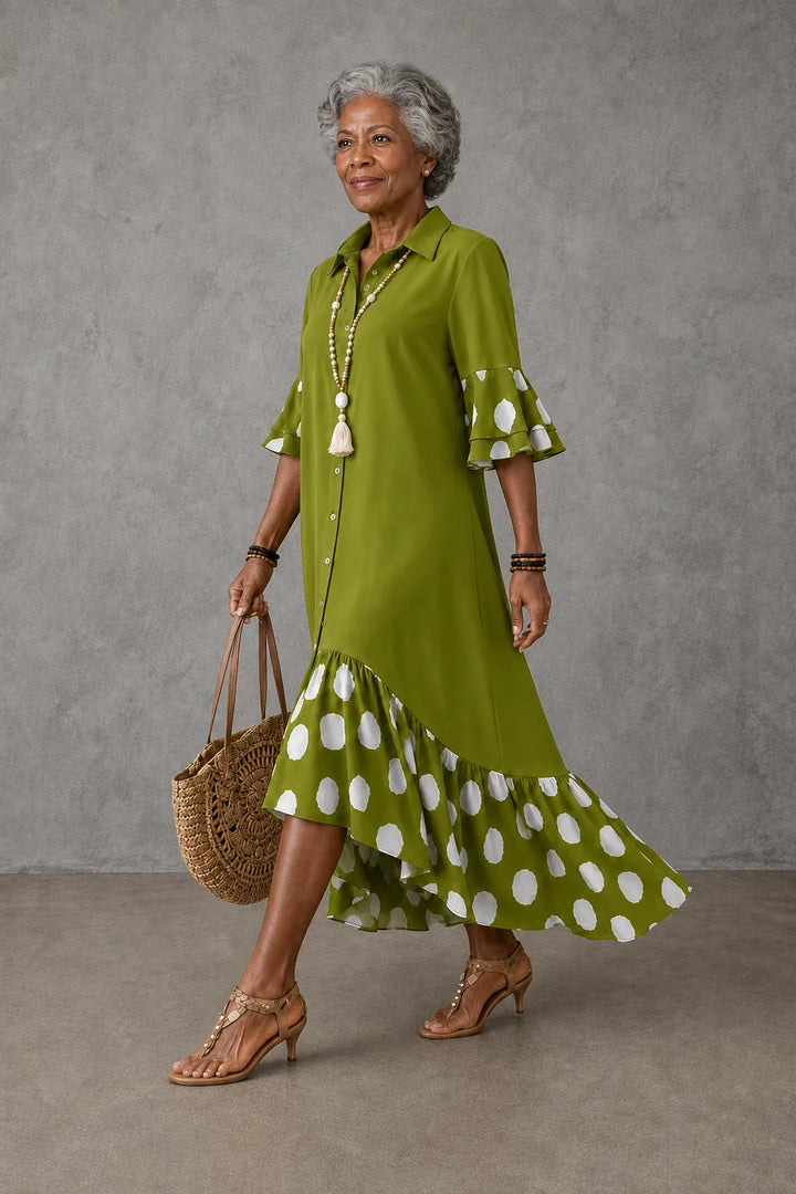 Kelechi | Polka Dot Lapel Dress