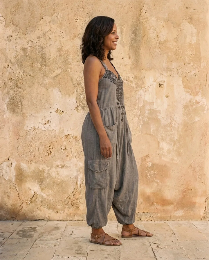Willow | Artisanal Embroidered Linen Jumpsuit