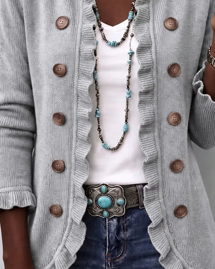 Lerato | Grey Vintage Ruffle Knit Jacket